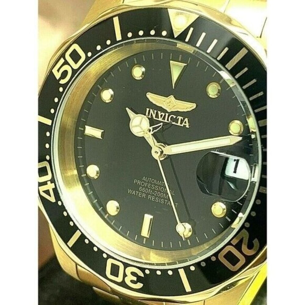 Invicta Men's Watch 8929 Pro Diver Automatic Gold Tone Steel Black Dial 40mm